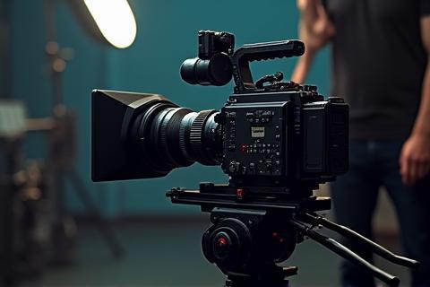 Professional cinema camera setup on a film set